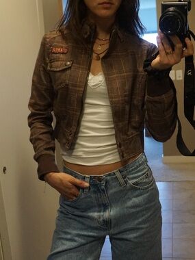 Y2K Vintage Plaid Cropped Jacket
